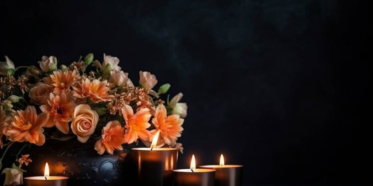 Elegant Candlelight Flowers and Candles on a Black Background Generative AI