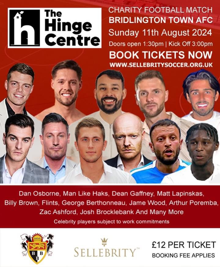 Huge charity soccer match in Bridlington this Sunday 11th August Huge charity soccer match in Bridlington this Sunday 11th August