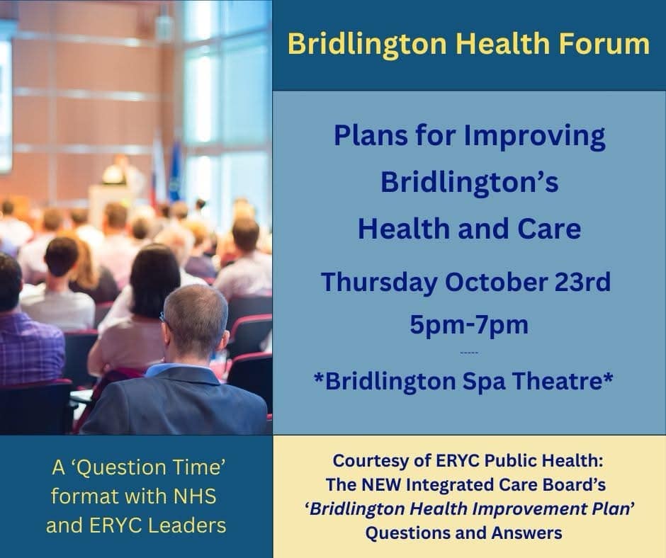 Bridlington Health Forum meeting on 23 October at The Spa
