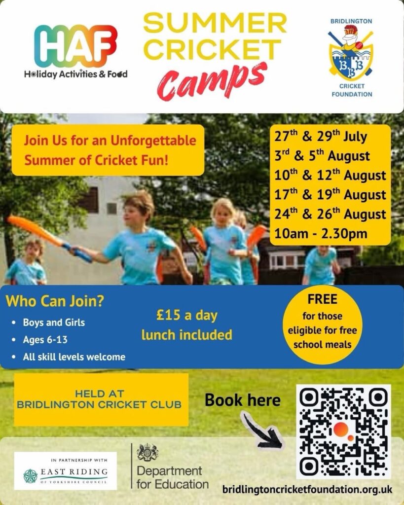 Summer cricket camps return to Bridlington for children aged 6–13